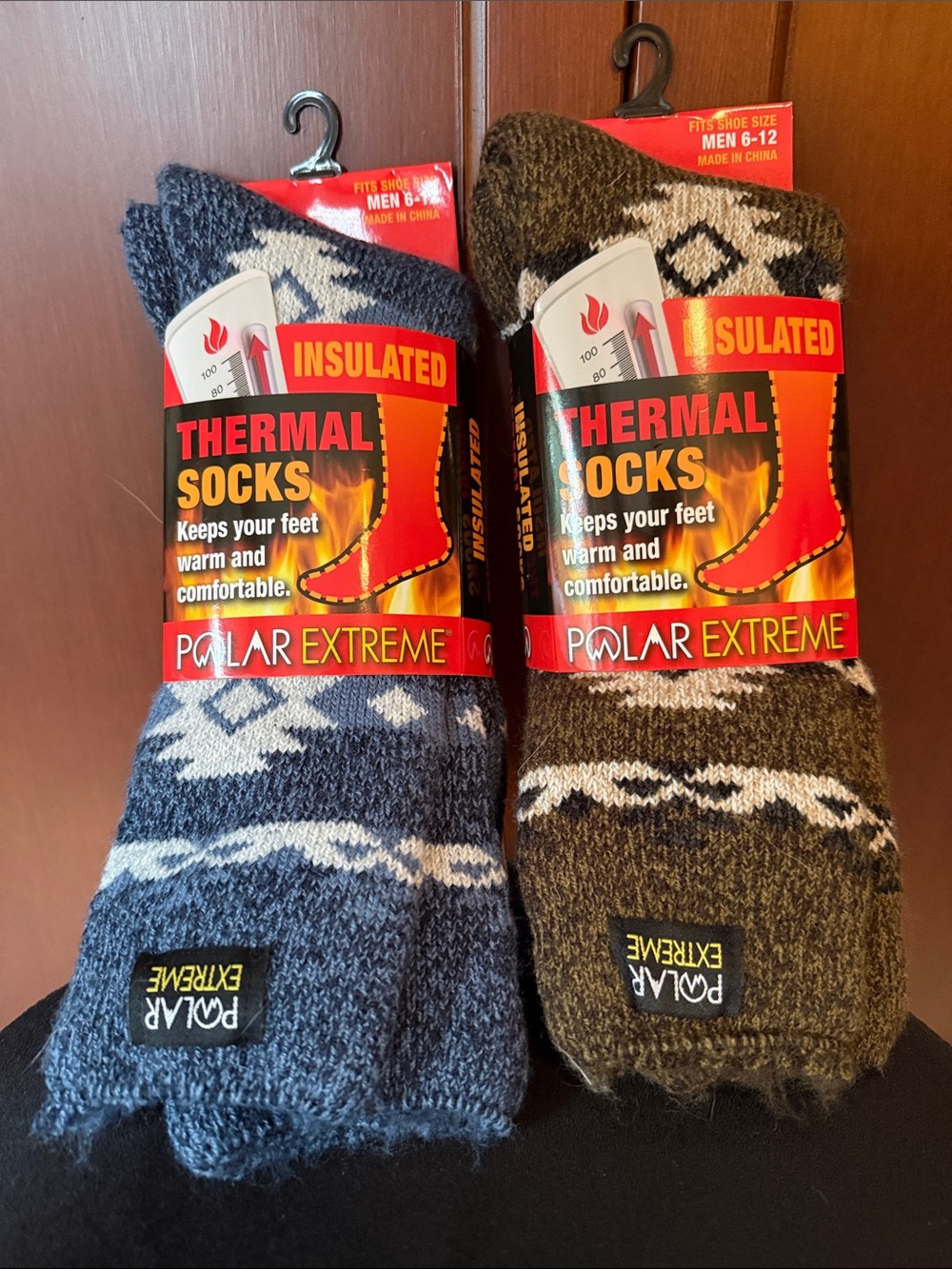 Polar Extreme Insulated Thermal Socks - Blue and Brown